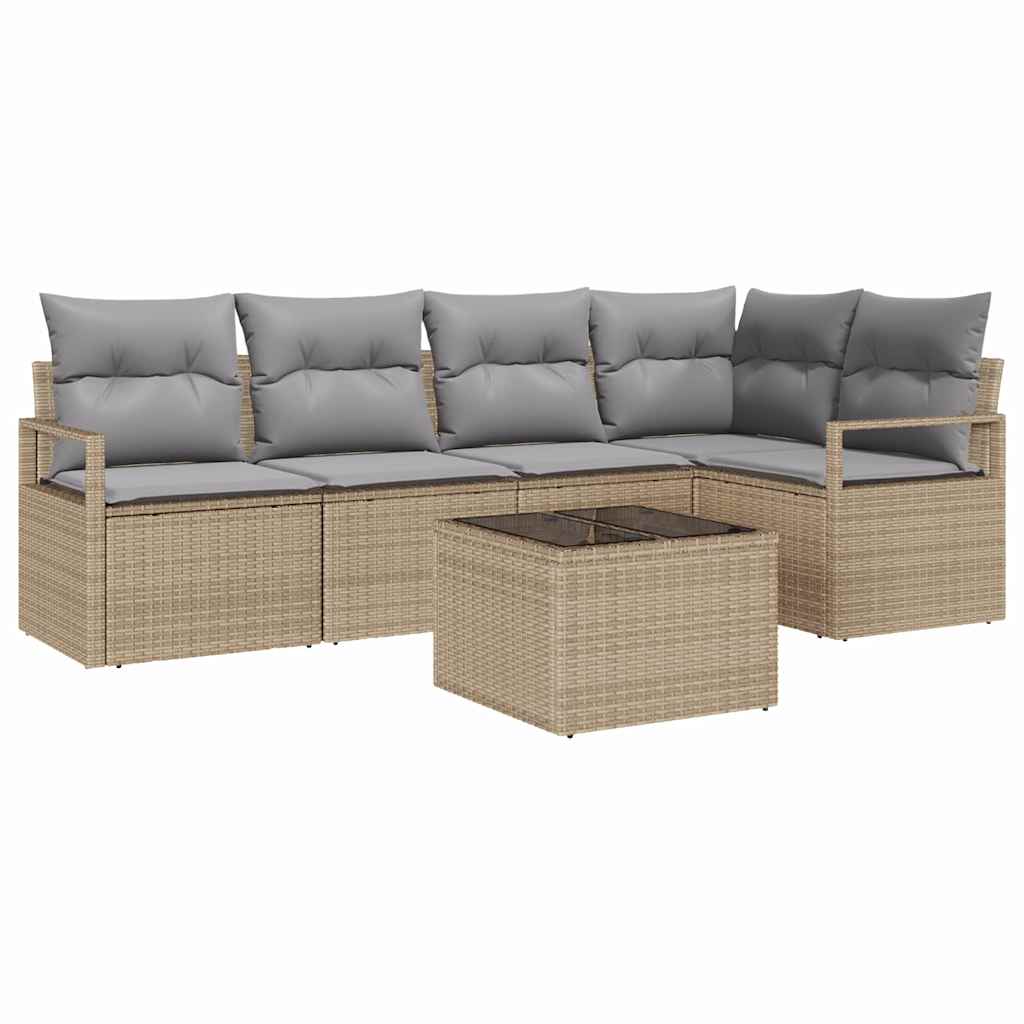 Garten-Sofa-Set mit Kissen 6 pcs Beige und Hellgrau